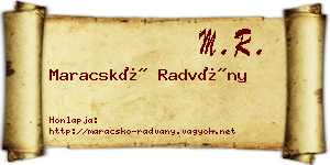 Maracskó Radvány névjegykártya
